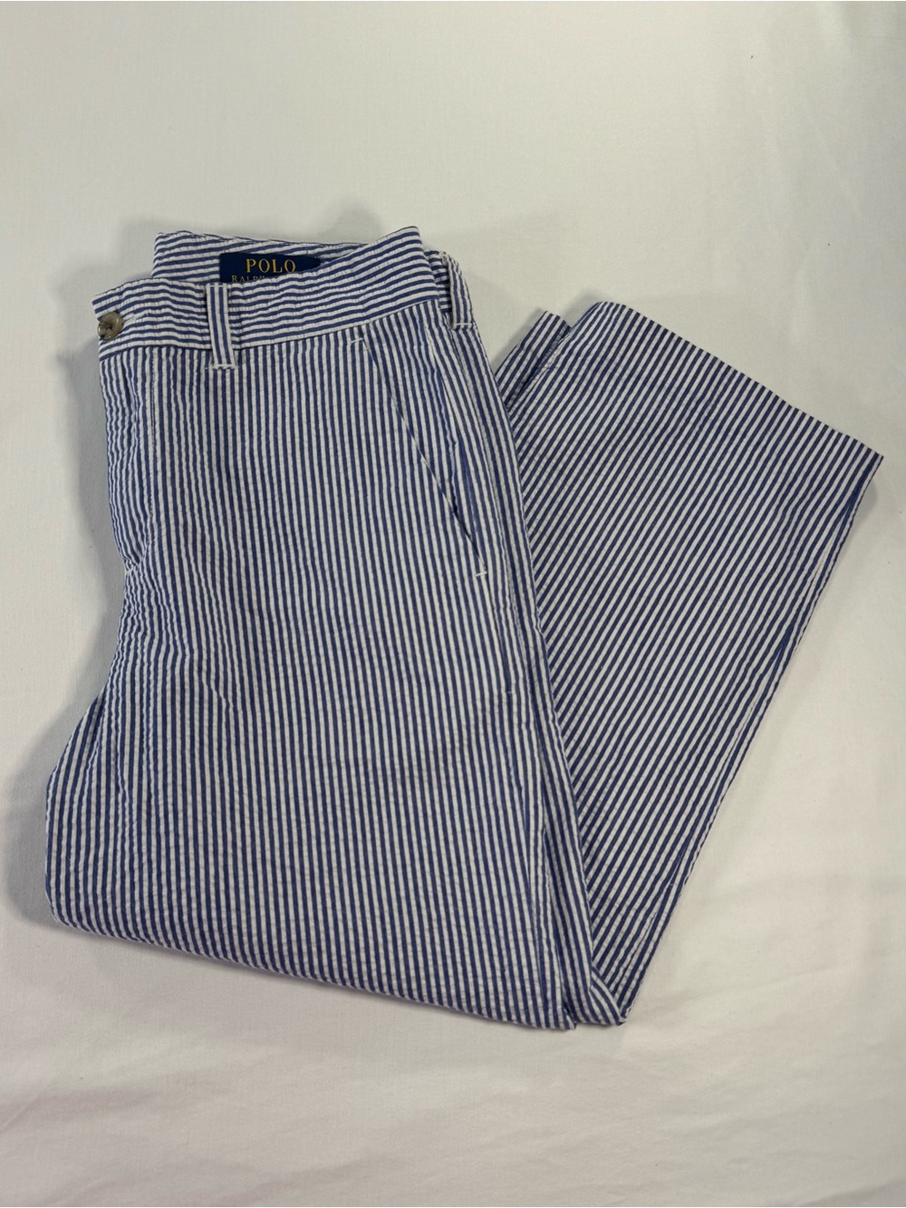 Polo Ralph Lauren Boys Size 14 Seersucker Striped Chino Pants w/ Pockets